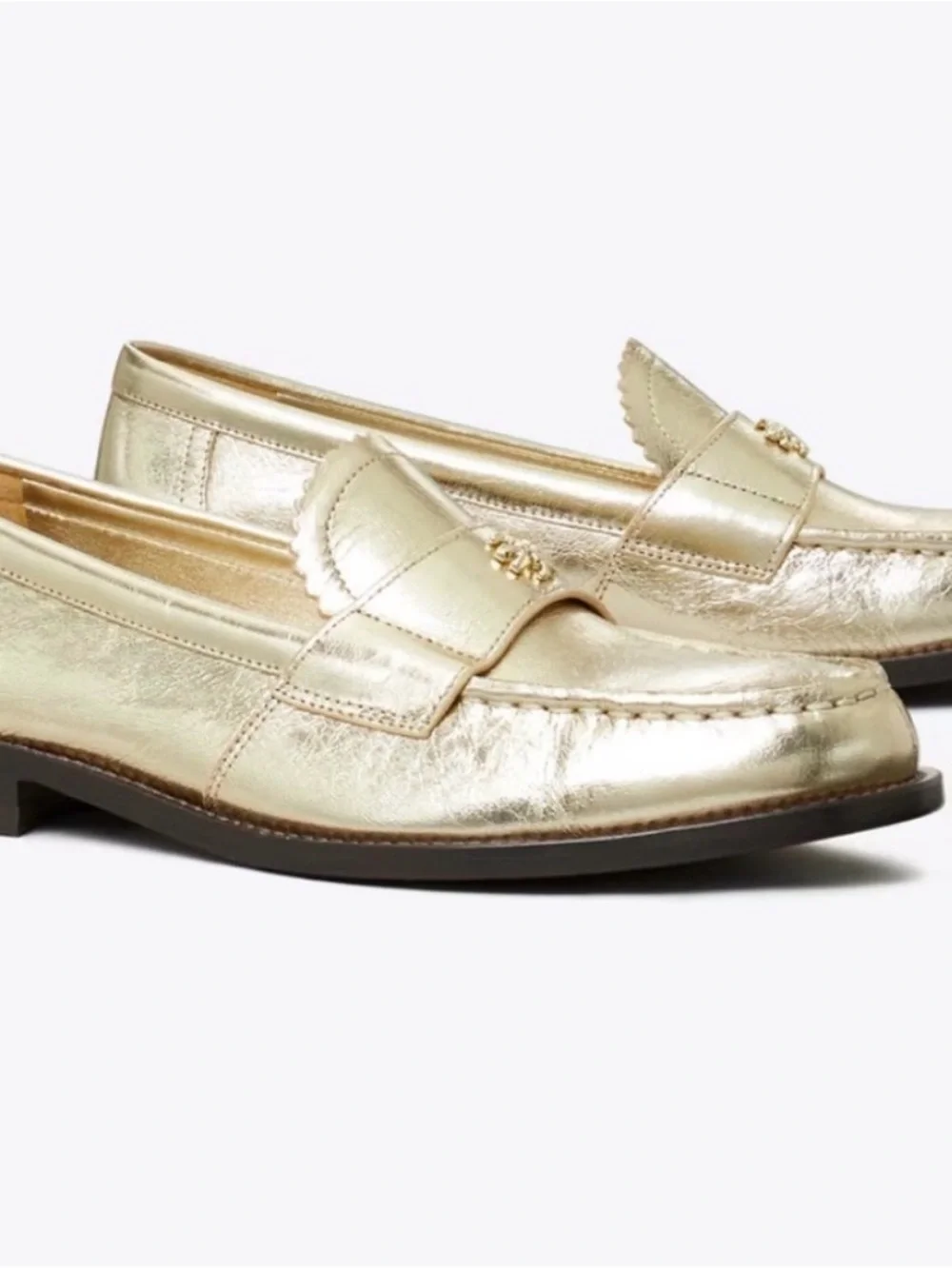 Tory Burch Classic Loafers - Spark Gold Metallic Leather - size 6 - brand new